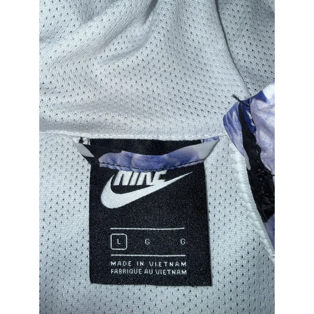 Nike Girls Sz L Large Crop‎ Windbreaker Jacket Spring Coat Purple Flowers White